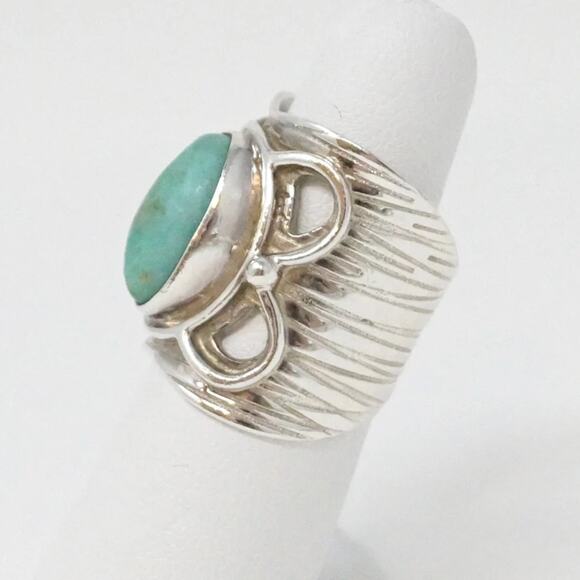 Vintage Women's DTR Turquoise Sterling Silver Ring - Size 6.5 - Picture 5 of 10